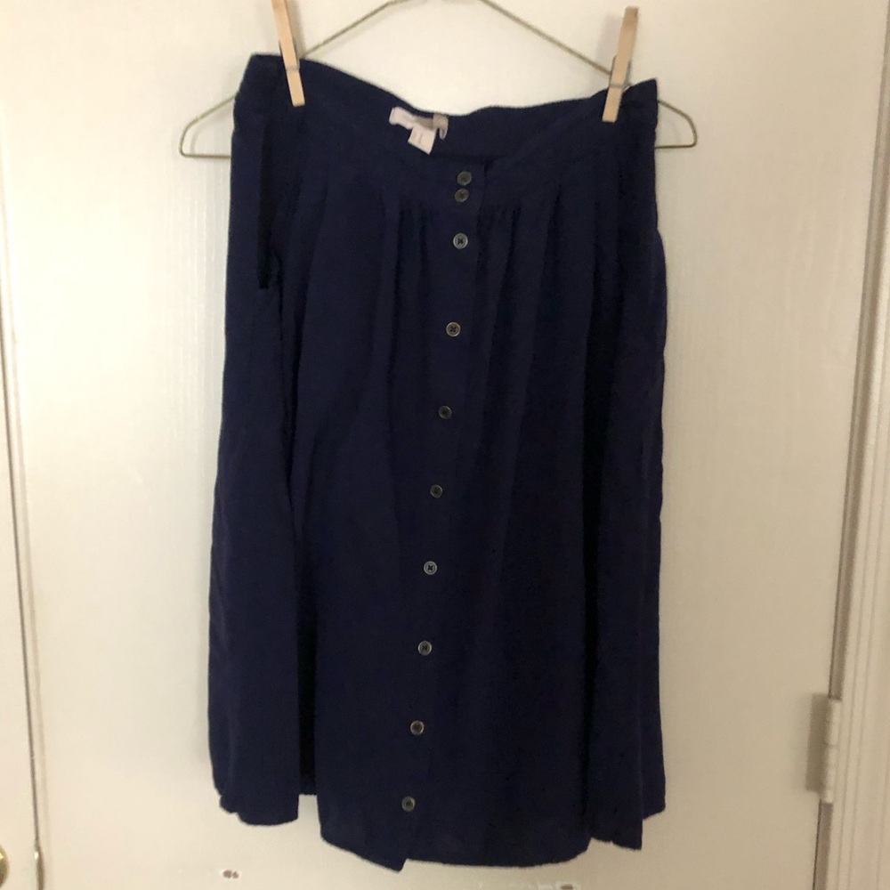 Navy button down skirt